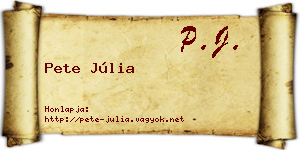 Pete Júlia névjegykártya